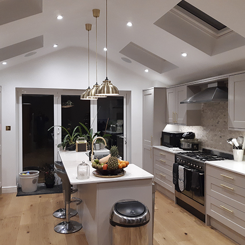 Kitchen extension with vaulted ceiling and rooflights, Altenburg Avenue
