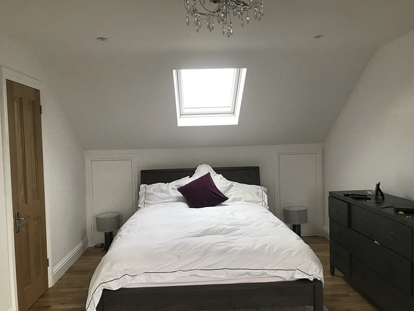 Loft conversion bedroom with rooflight, Selby Road