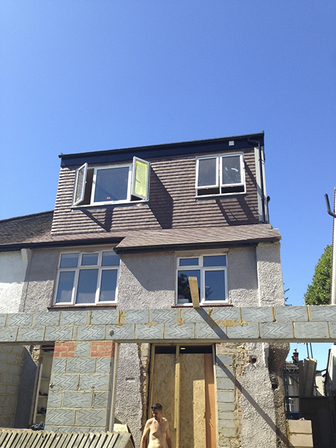 Dormer loft conversion under construction, Boston Road