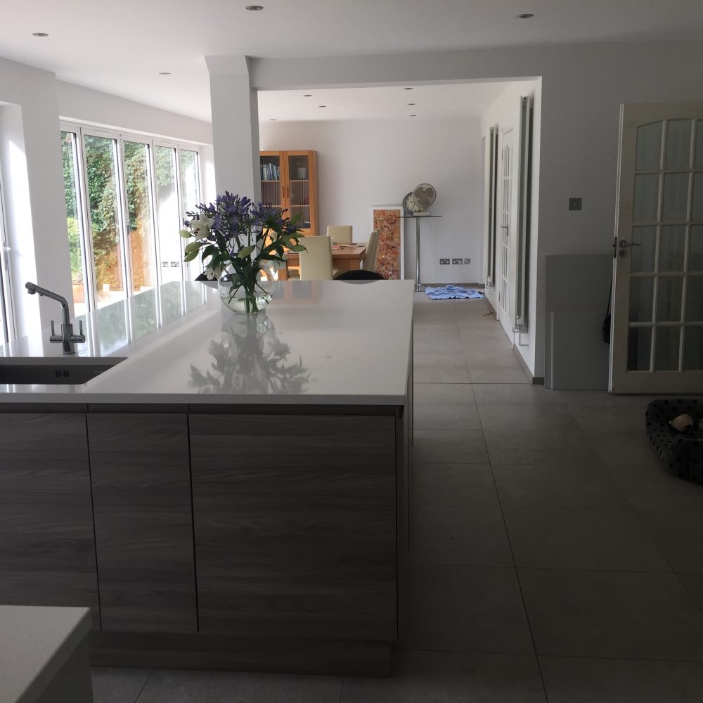 Open-plan kitchen extension with island, Mill Lane